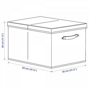BLÄDDRARE, Коробка с крышкой, серая/с рисунком, 35x50x30 см