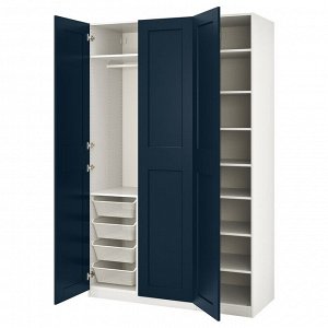 PAX / GRIMO, комбинированный шкаф для одежды, белый / темно-синий, 150x60x236 см