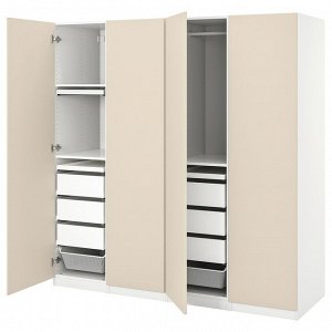 Шкаф для одежды PAX / REINSVOLL, комбинированный, белый/серо-бежевый, 200x60x201 см