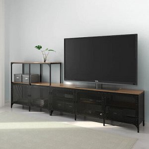 FJÄLLBO, Комбинация для хранения ТВ, черный, 250x36x95 см
