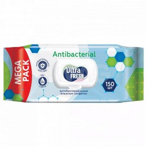 Влажные салфетки Ultra Fresh Antibacterial с клапаном (150 шт.)