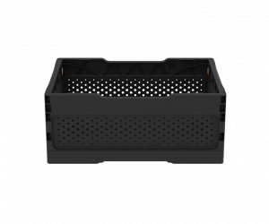 Ящик складной с перфорированными стенками и кнопками-фиксаторами (400×300×170мм) (чёрный) (ударопрочный, морозостойкий)
