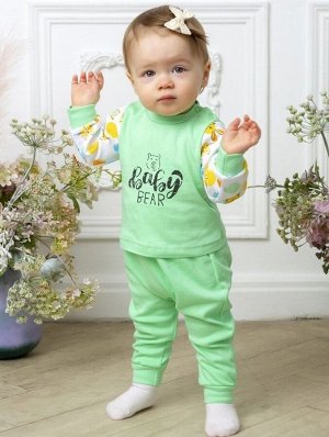 Джемпер+брюки комплект детский хлопок Солнечная цвет Зеленый