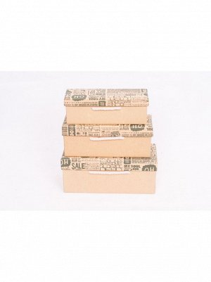 Коробка крафт 10 х24 х10 см набор 3 шт Газета с ручками