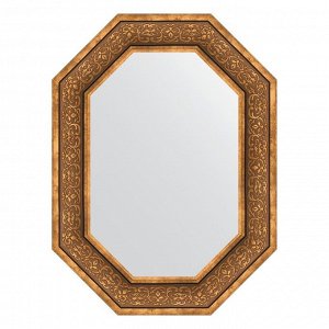 Зеркало в багетной раме, вензель бронзовый 101 мм, 59x79 см