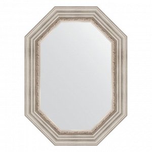 Зеркало в багетной раме, римское серебро 88 мм, 56x76 см