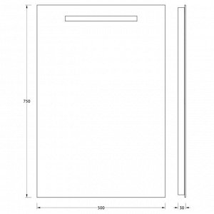 Зеркало Evoform, встроенный LED-светильник, 3 Вт, 50x75 см