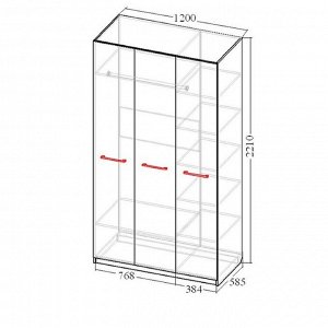 Шкаф 3-х дверный «Венеция 8», 1200 ? 585 ? 2210 мм, цвет венге / белый глянец