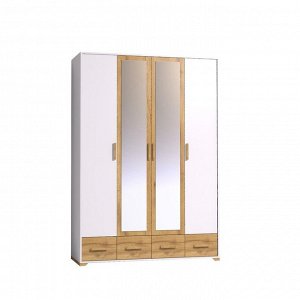 Шкаф для одежды и белья «Айрис 555», 1578 ? 596 ? 2285 мм, цвет белый / дуб золотистый