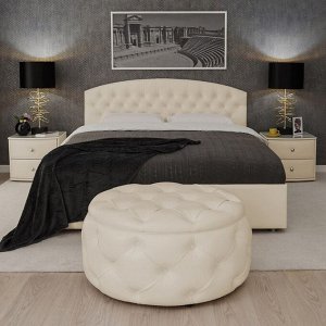 Кровать «Пальмира« без ПМ, 1400х2000, встроенное основание, экокожа, цвет бежевый