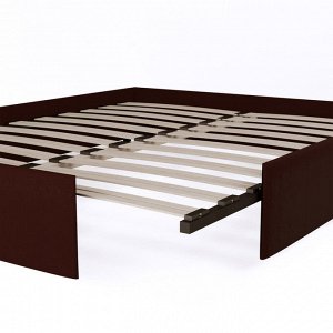 Кровать «Алькасар» без ПМ, 180 ? 200 см, встроенное основание, экокожа, цвет коричневый