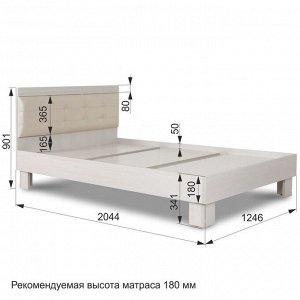 Кровать «Азалия 1200 М», без ПМ, 1200 ? 2000 мм, цвет бодега белый / белый пунто