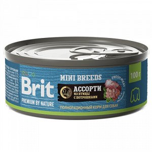 Brit Premium by Nature конс 100гр д/соб мелк пород Ассорти из птицы с потрошками