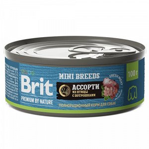 Brit Premium by Nature конс 100гр д/соб мелк пород Ассорти из птицы с потрошками (1/12)