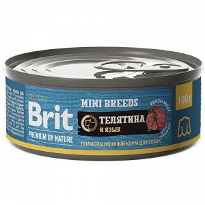 Brit Premium by Nature конс 100гр д/соб мелк пород Телятина/Язык
