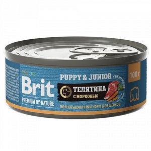 Brit Premium by Nature конс 100гр д/щен Телятина/Морковь