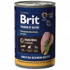 Brit Premium by Nature конс 410гр д/соб чувств.пищ Индейка/Тыква