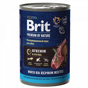 Brit Premium by Nature конс 410гр д/соб чувств.пищ Ягненок/Гречка