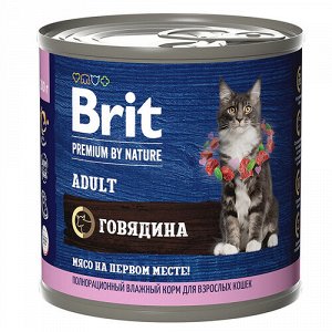 Brit Premium by Nature конс 200гр д/кош Adult Говядина (1/6)