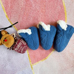 Носки теплые детские вязаные с нескользящей подошвой, цвет синий