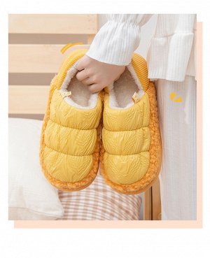 Тапочки домашние женские текстильные с задником, цвет желтый