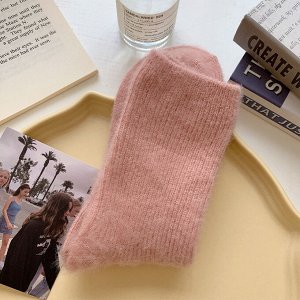 Носки женские теплые в рубчик, цвет розовый