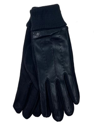 Кожаные женские перчатки на флисе, цвет черный