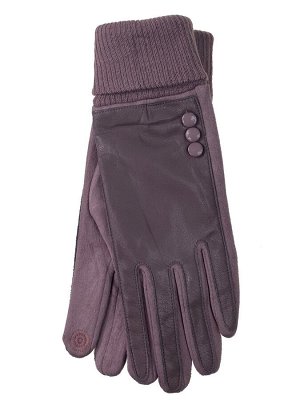 Кожаные женские перчатки на флисе, цвет сиреневый