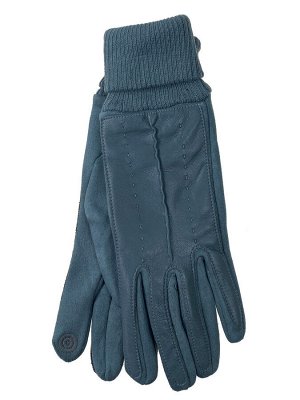 Кожаные женские перчатки на флисе, цвет бирюзовый