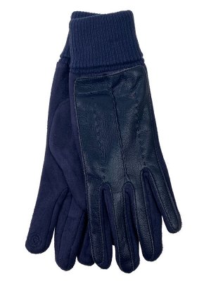Кожаные женские перчатки на флисе, цвет синий