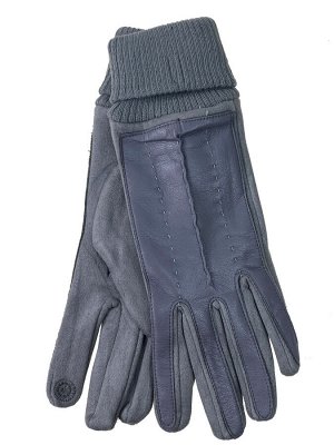 Кожаные женские перчатки на флисе, цвет светло серый