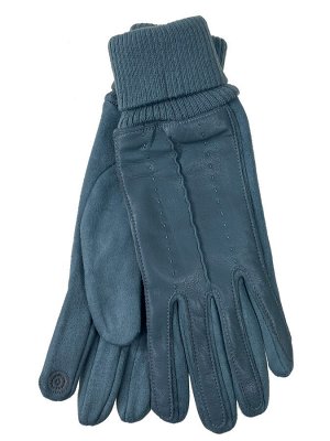 Кожаные женские перчатки на флисе, цвет бирюзовый