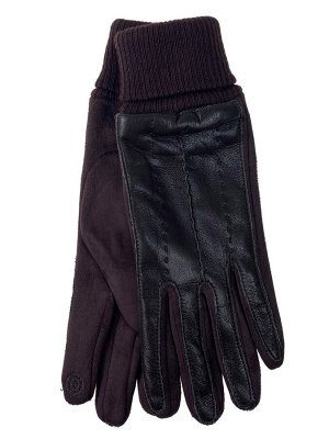 Кожаные женские перчатки на флисе, цвет шоколад