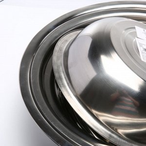Миска глубокая из нержавеющей стали с крышкой для горячих блюд, салатов, на кухню, в поход, пикник, 39 см