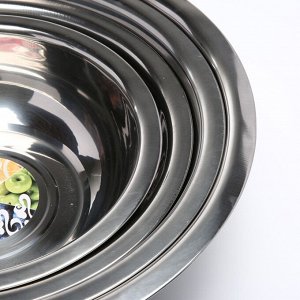 Миска глубокая из нержавеющей стали с крышкой для горячих блюд, салатов, на кухню, в поход, пикник, 39 см