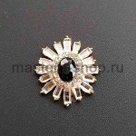 Серединка для бантика Черный овал с лучами 1 шт.