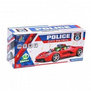 Машина «Полиция», свет и звук, работает от батареек, цвет красный