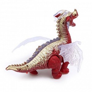 Динозавр «Дракон», работает от батареек, световые и звуковые эффекты, цвет красный
