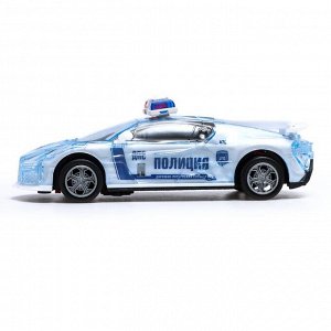 Машина инерционная «Crazy race, полиция», русская озвучка, свет, цвет белый
