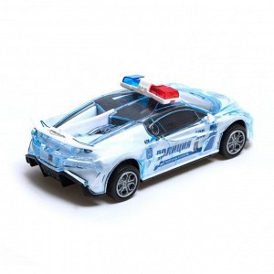 Машина инерционная «Crazy race, полиция», русская озвучка, свет, цвет белый