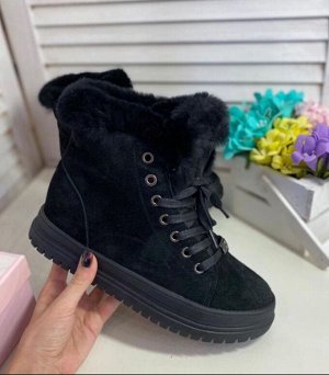 Ботинки женские/подростковые зимние на шнуровке с мехом