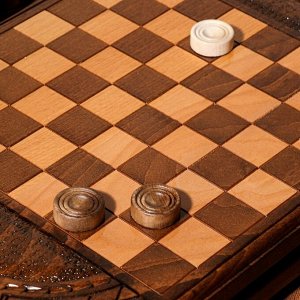 Нарды ручной работы &quot;Корона&quot;, глубокая резка, с ручкой, 60х30 см, с шахматным полем, Армения