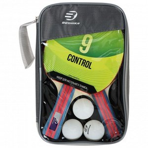 Набор для настольного тенниса BOSHIKA Control 9, 2 ракетки, 3 мяча, накладка 1,8 мм, коническая ручка
