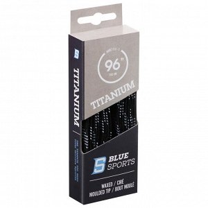 Шнурки для коньков "Blue Sports Titanium Waxed", 243см, черно-белый
