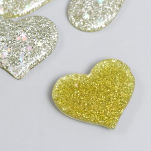 Декор для творчества пластик "Блестящее сердечко" золото 3,1х3,7 см