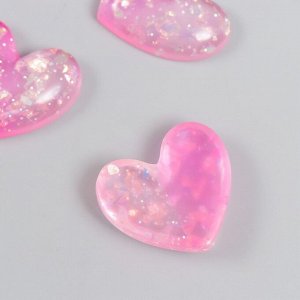 Декор для творчества пластик "Сердечки с глиттером" розовый 2,8х2,4 см