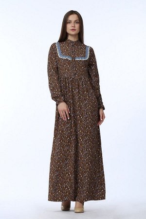 Платье женское "Дарья" длинная модель 675/6 горчичные пятнышки