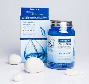 Сыворотка ампульная с коллагеном и гиалуроном Farmstay Collagen & Hyaluronic Acid All In One Ampoule