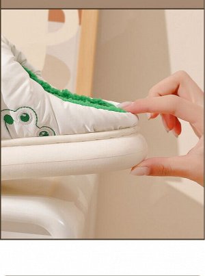 Тапочки домашние женские текстильные с вышивкой "Лягушата", цвет белый/зеленый