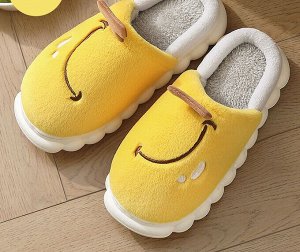 Тапочки домашние женские плюшевые в дизайне "Фрукты", цвет желтый